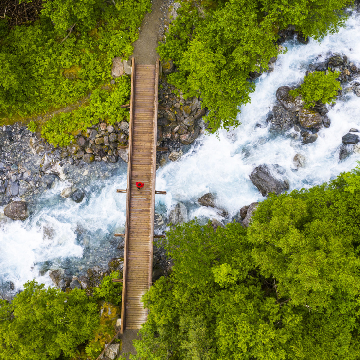 Walking Over River Aerial Shot 2500X1600